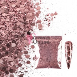 Decor pentru unghii NADP040KK cu fulgi si sclipici Emma Glitter Dirty Pink Metalizat